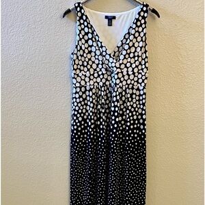 CHAPS Maxi dress floor length black and white polka dot sleeveless Size L